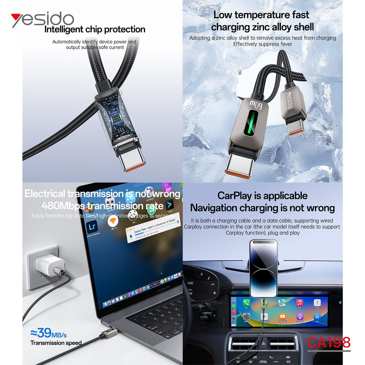 YESIDO CA198 60W PD Cable