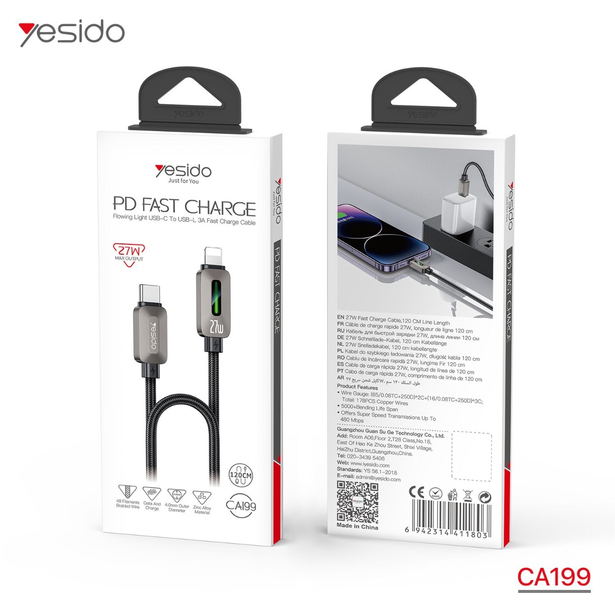 YESIDO CA199 27W PD Cable