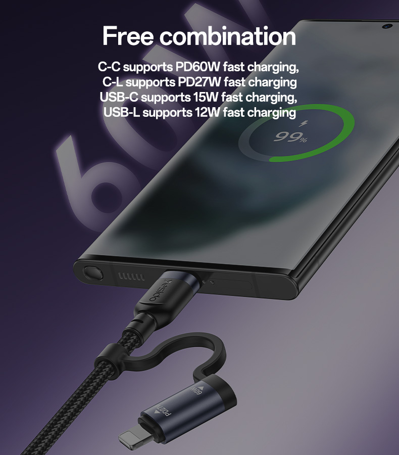 YESIDO CA200 4in1 60W PD Cable