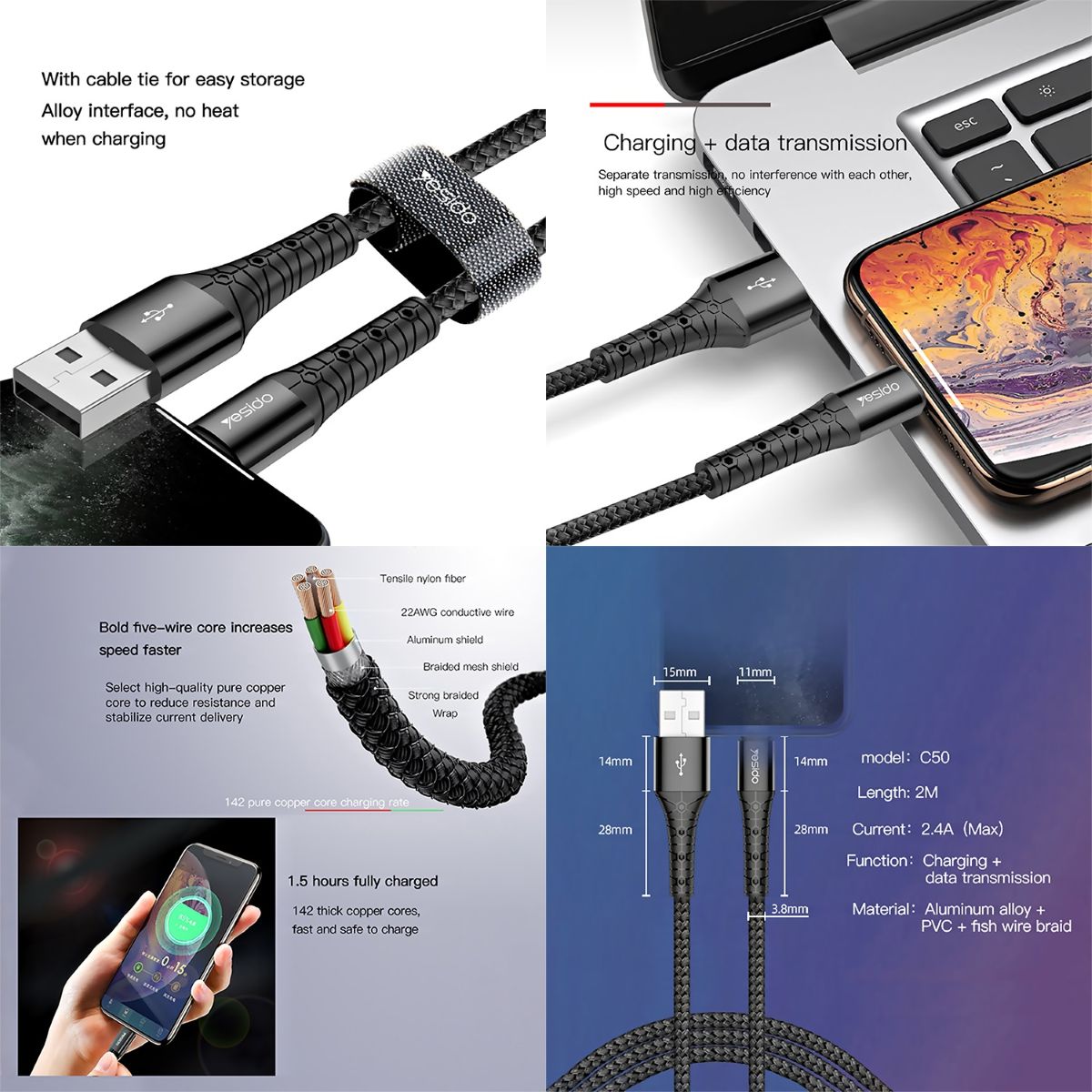 YESIDO CA50 2M Cable