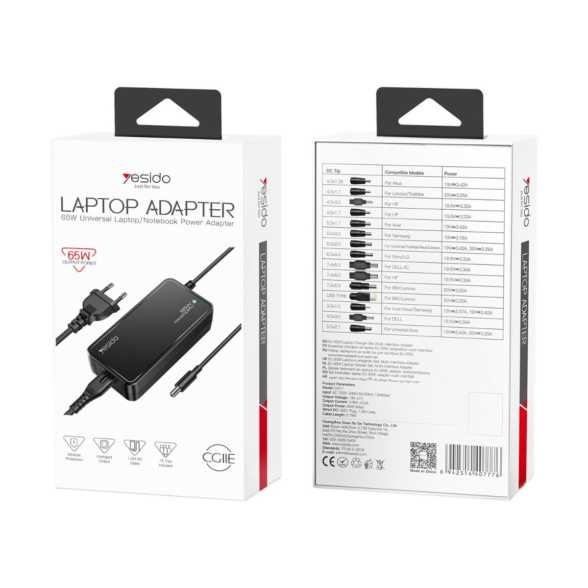 YESIDO CG11E 15in1 Laptop Charger