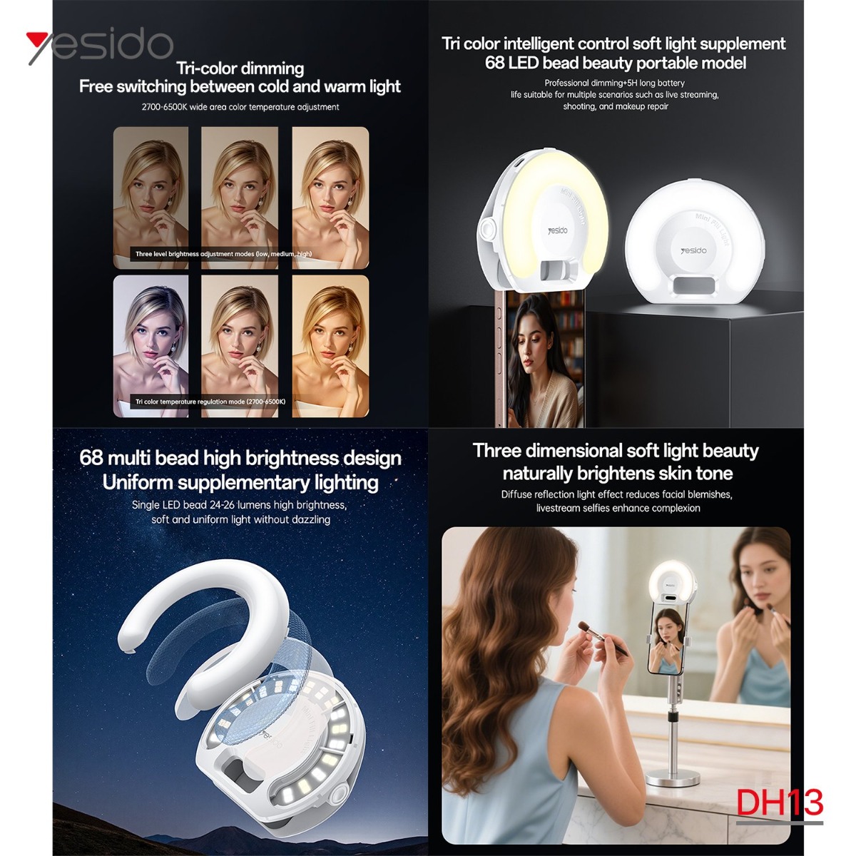 رنج إضاءة سيلفي YESIDO DH13