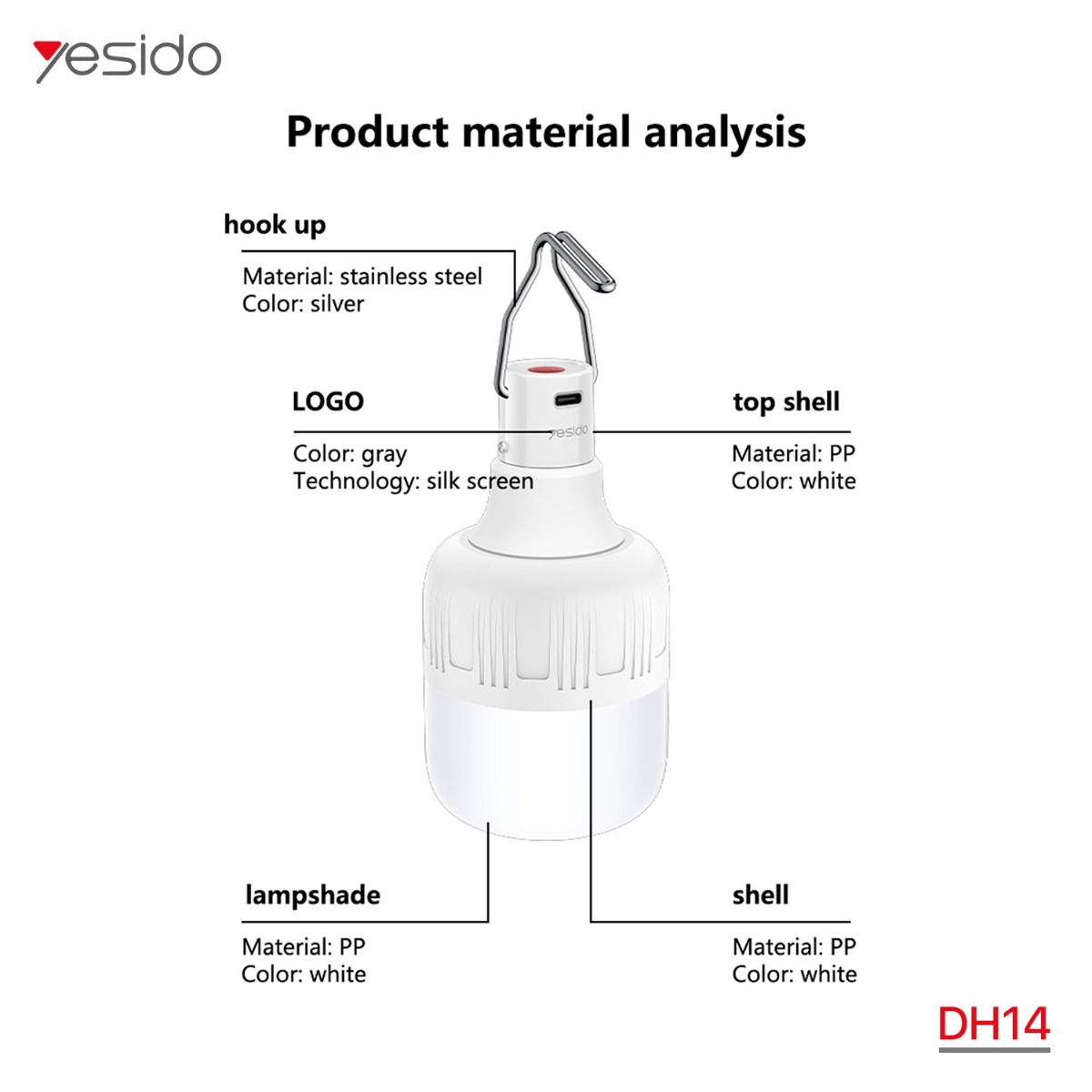 YESIDO DH14 20W Rechargeable LED Light