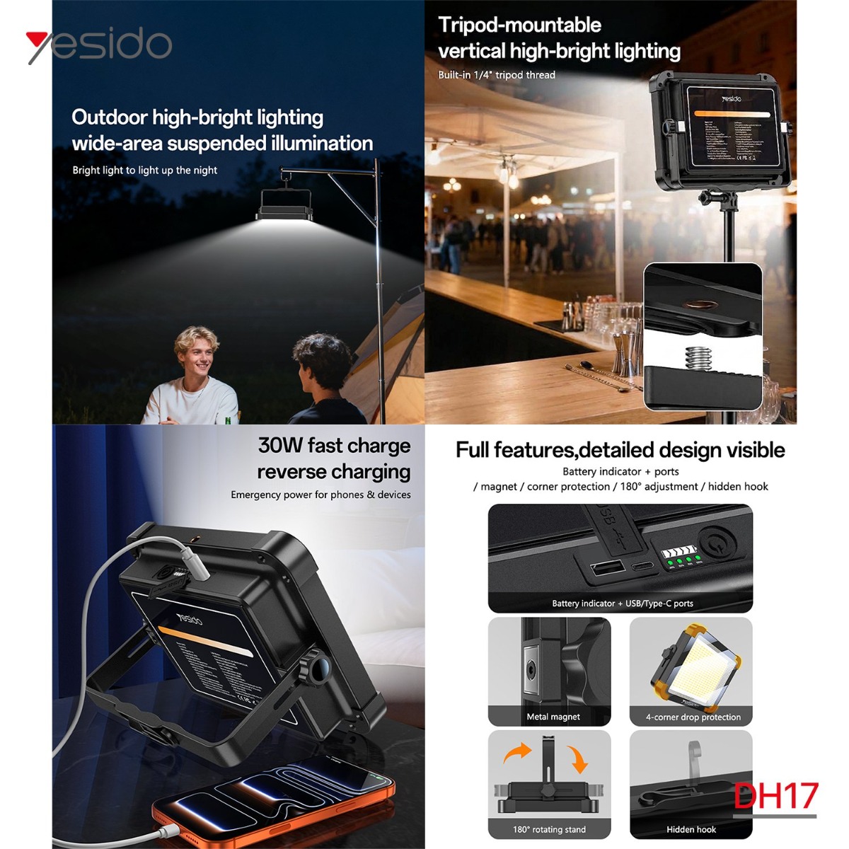 YESIDO DH17 20W Rechargeable LED Flood Light