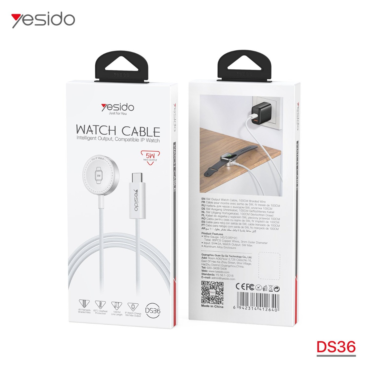 YESIDO DS36 Magnetic Charging Cable For Apple Watch