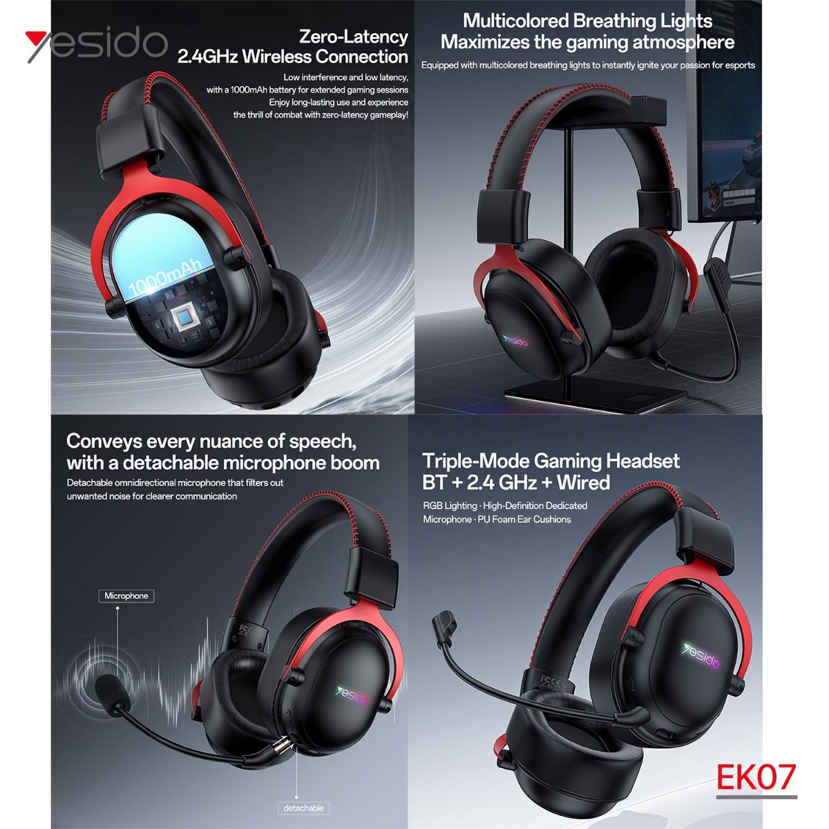 YESIDO EK07 3in1 Computer & Mobile Gaming Headphone