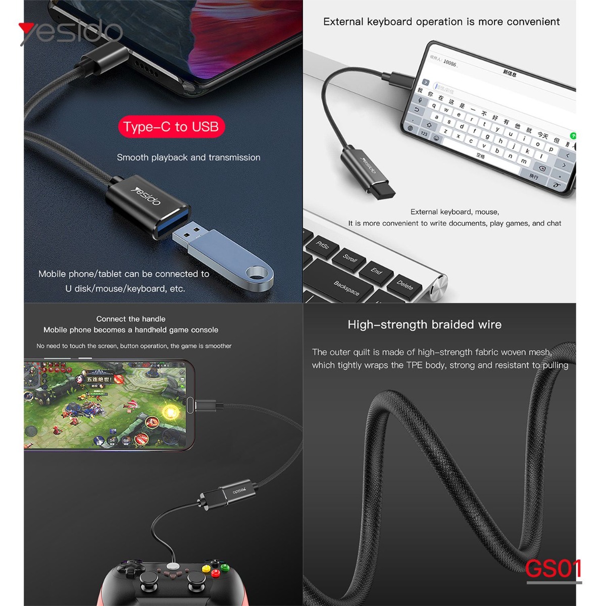 YESIDO GS01 Type-C OTG Cable Adapter