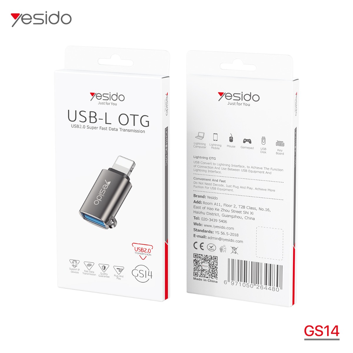 YESIDO GS14 USB to Lightning OTG Adapter