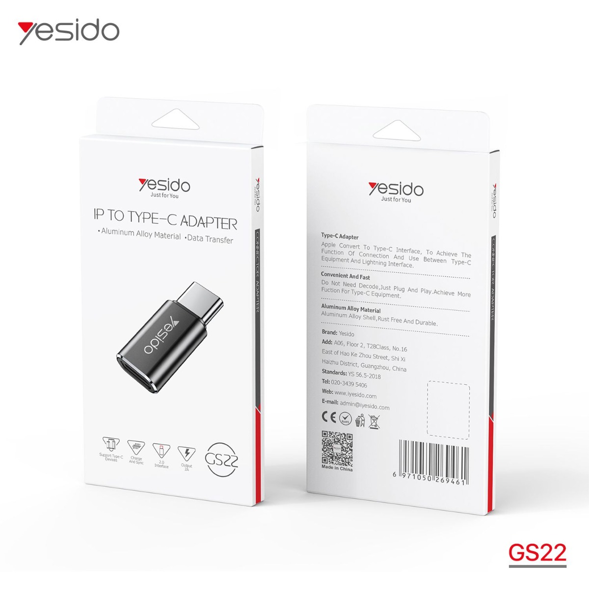 تحويلة شحن YESIDO GS22 Lightning to Type-C