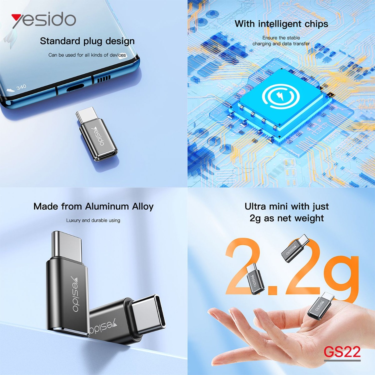 YESIDO GS22 Lightning to Type-C Charging Adapter