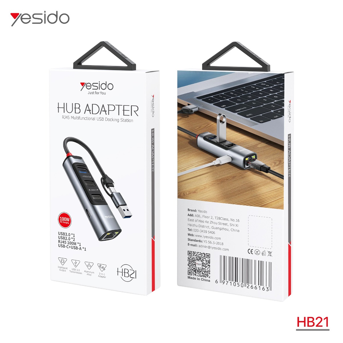 YESIDO HB21 5in1 Multifunctional HUB Adapter