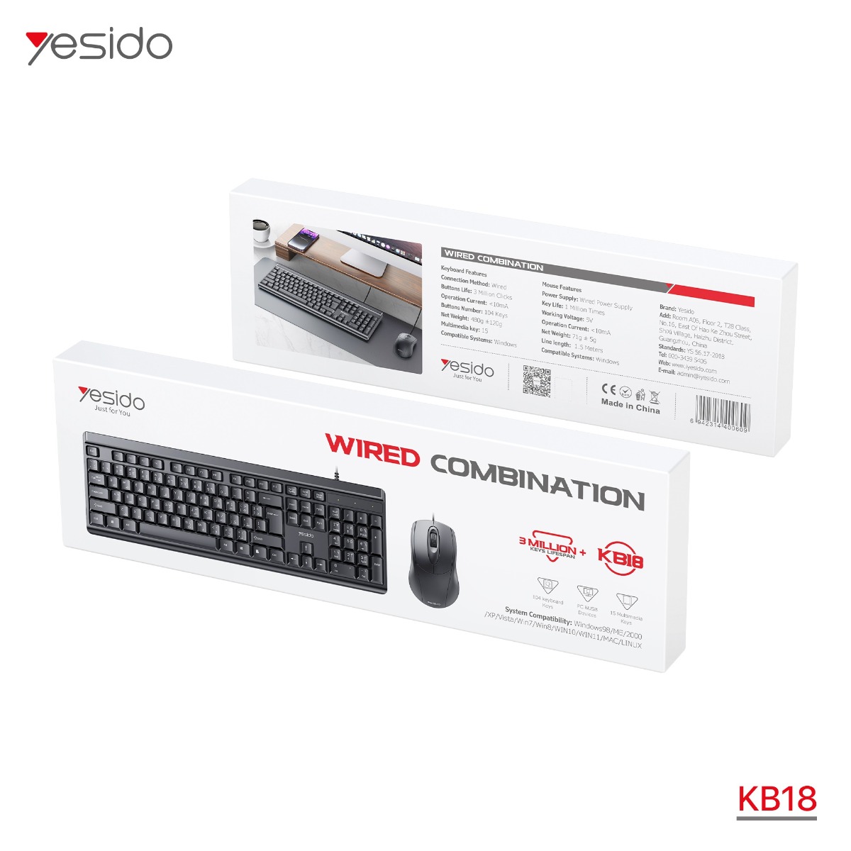 YESIDO KB18 Wired Keyboard & Mouse