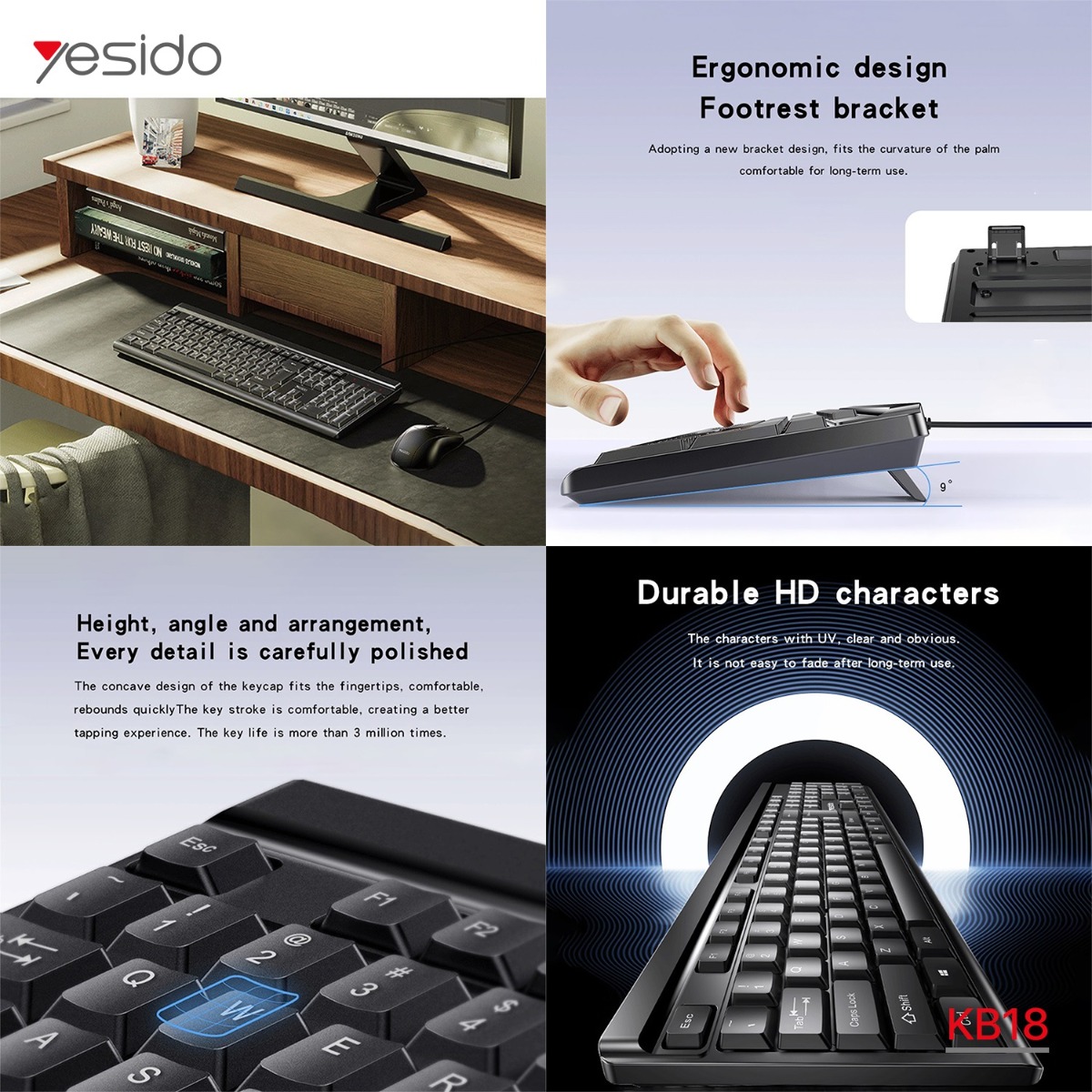 كيبورد وماوس YESIDO KB18 سلكي