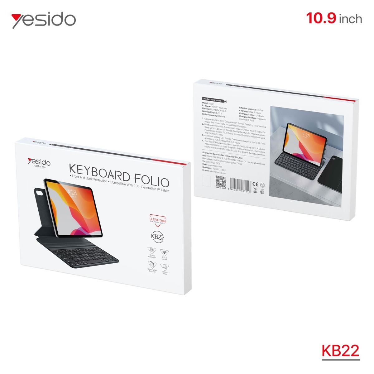 YESIDO KB22 10th iPad Leather Book Case with Keyboard