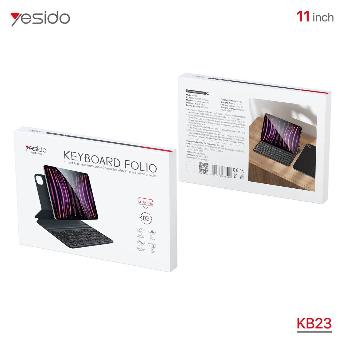 دفتر جلد آيباد YESIDO KB23 11 (Pro/Air) مع كيبورد