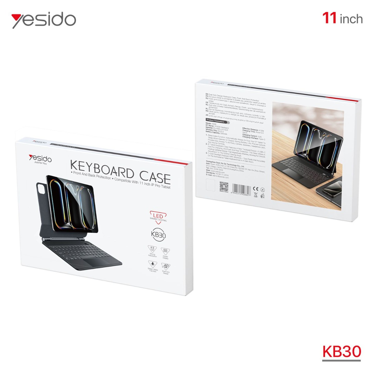 دفتر جلد آيباد YESIDO KB30 (Pro M4) مع كيبورد وماوس