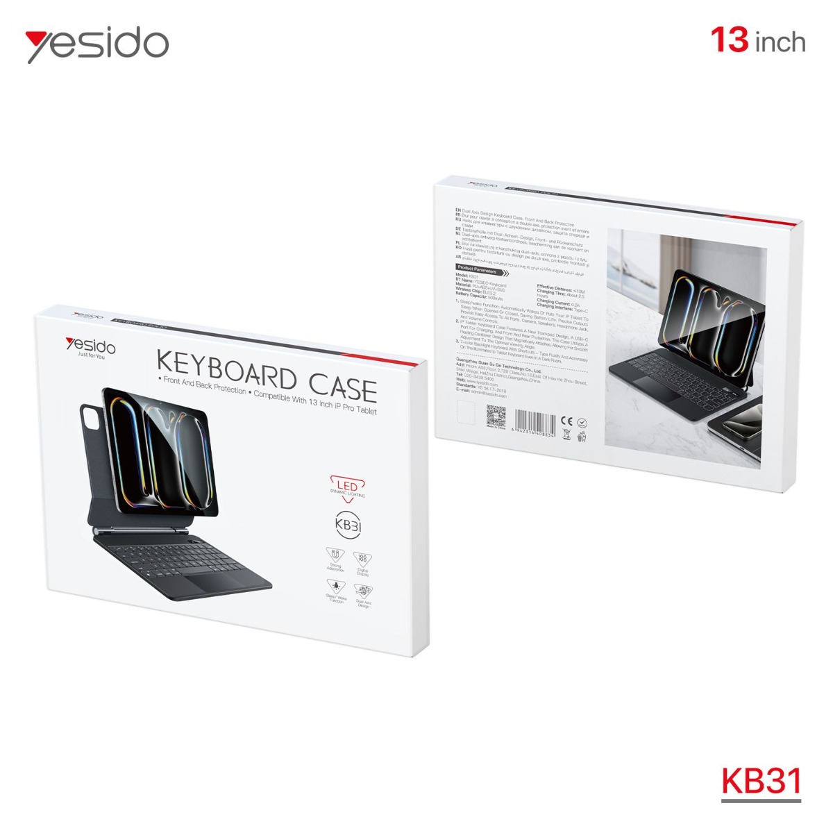 دفتر جلد آيباد YESIDO KB31 (Pro M4) مع كيبورد وماوس