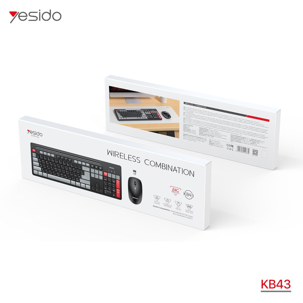 كيبورد وماوس YESIDO KB43 لاسلكي