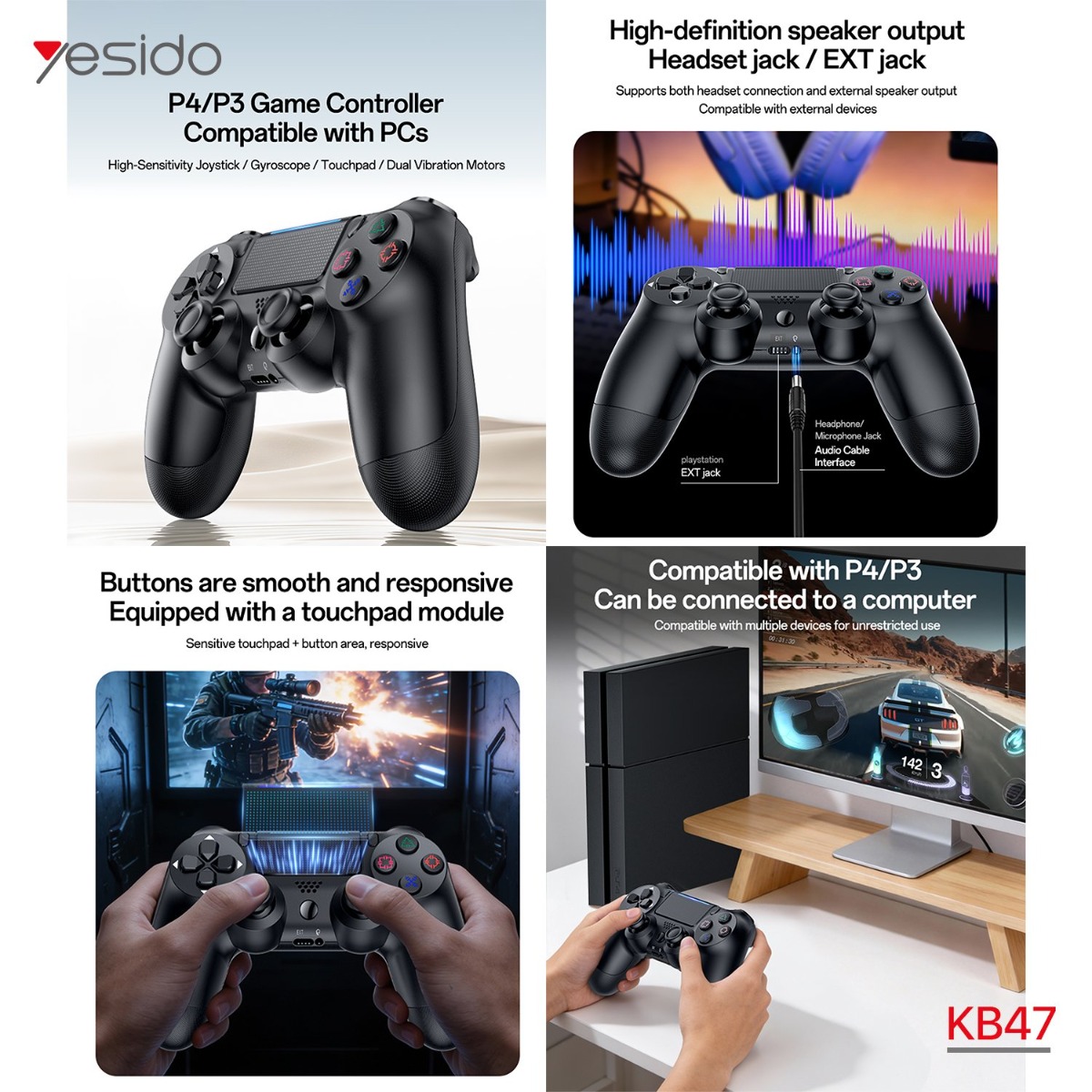 يد تحكم YESIDO KB47 لاسلكي للألعاب