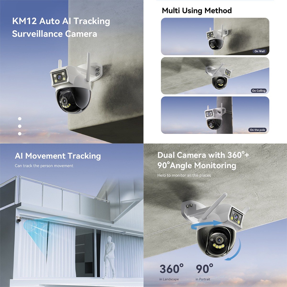 YESIDO KM12 IP Dual Outdoor Security Camera