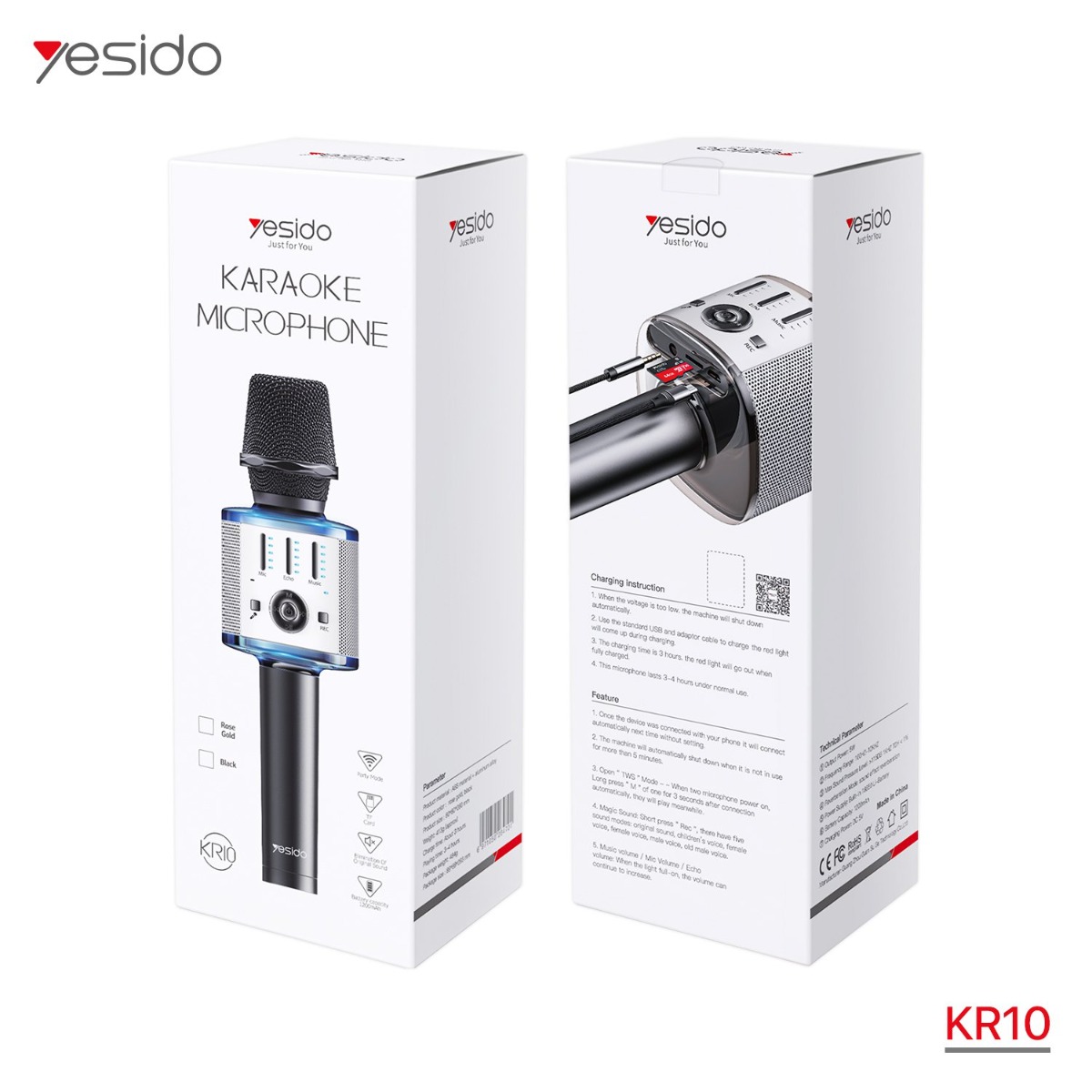 ميكروفون وسبيكر YESIDO KR10 2in1 لاسلكي بلوتوث