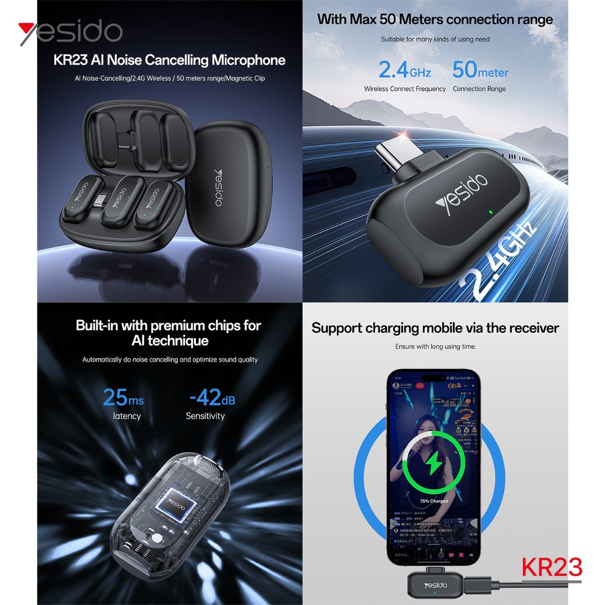 ميكروفون YESIDO KR23 Dual Lightning