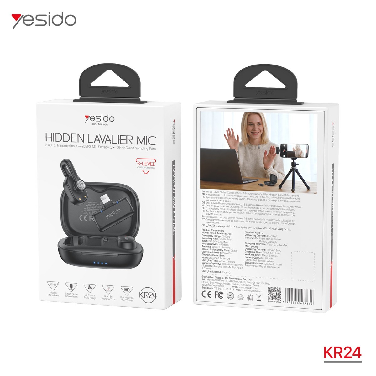 YESIDO KR24 Lightning Dual Wireless Microphone For iPhone