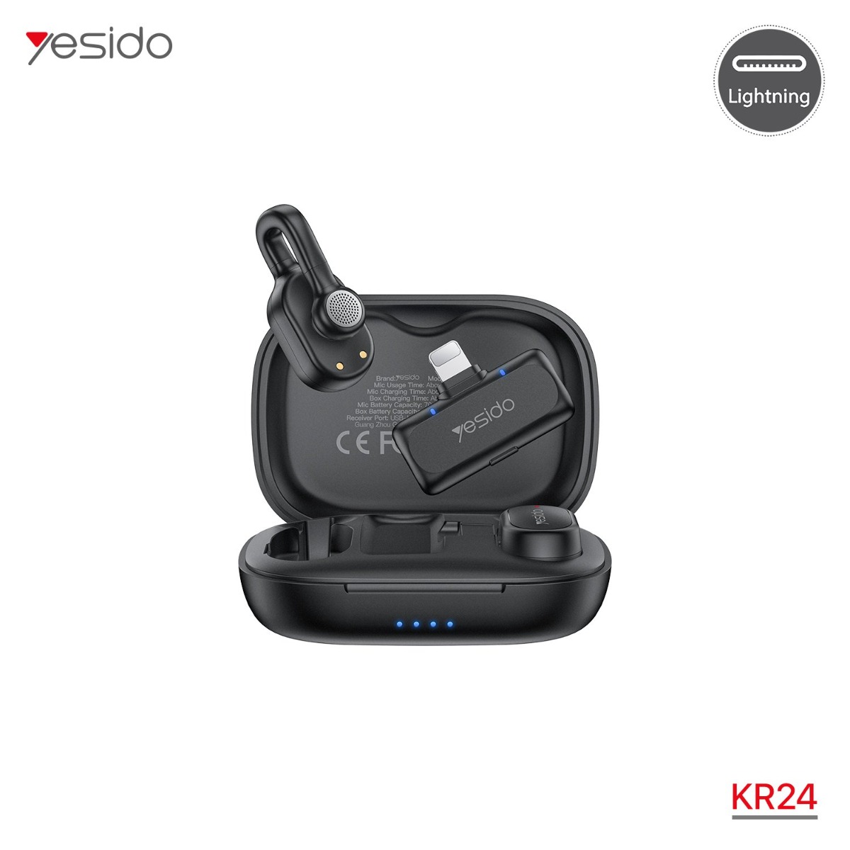 YESIDO KR24 Lightning Dual Wireless Microphone For iPhone