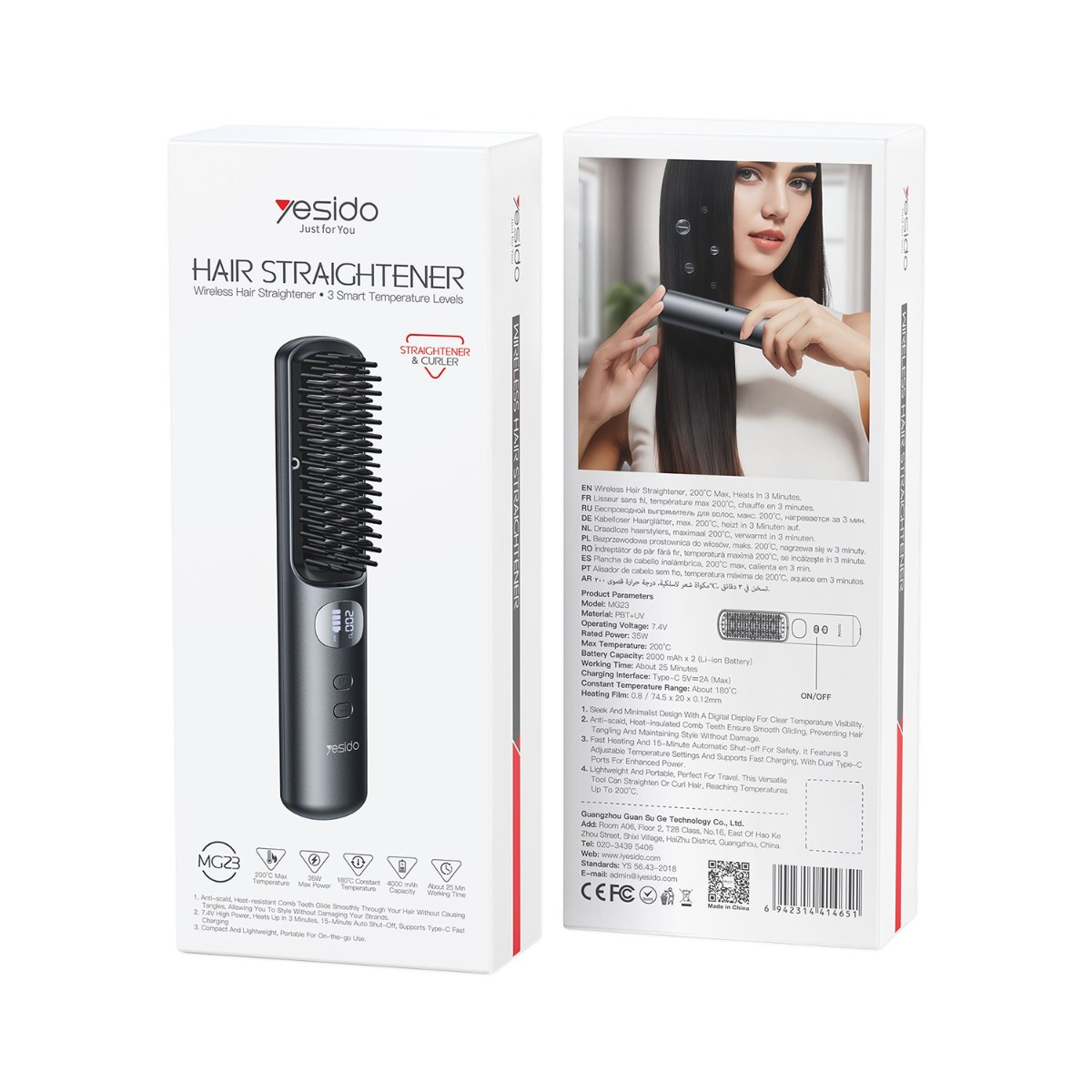 YESIDO MG23 35W Cordless Thermal Hairbrush