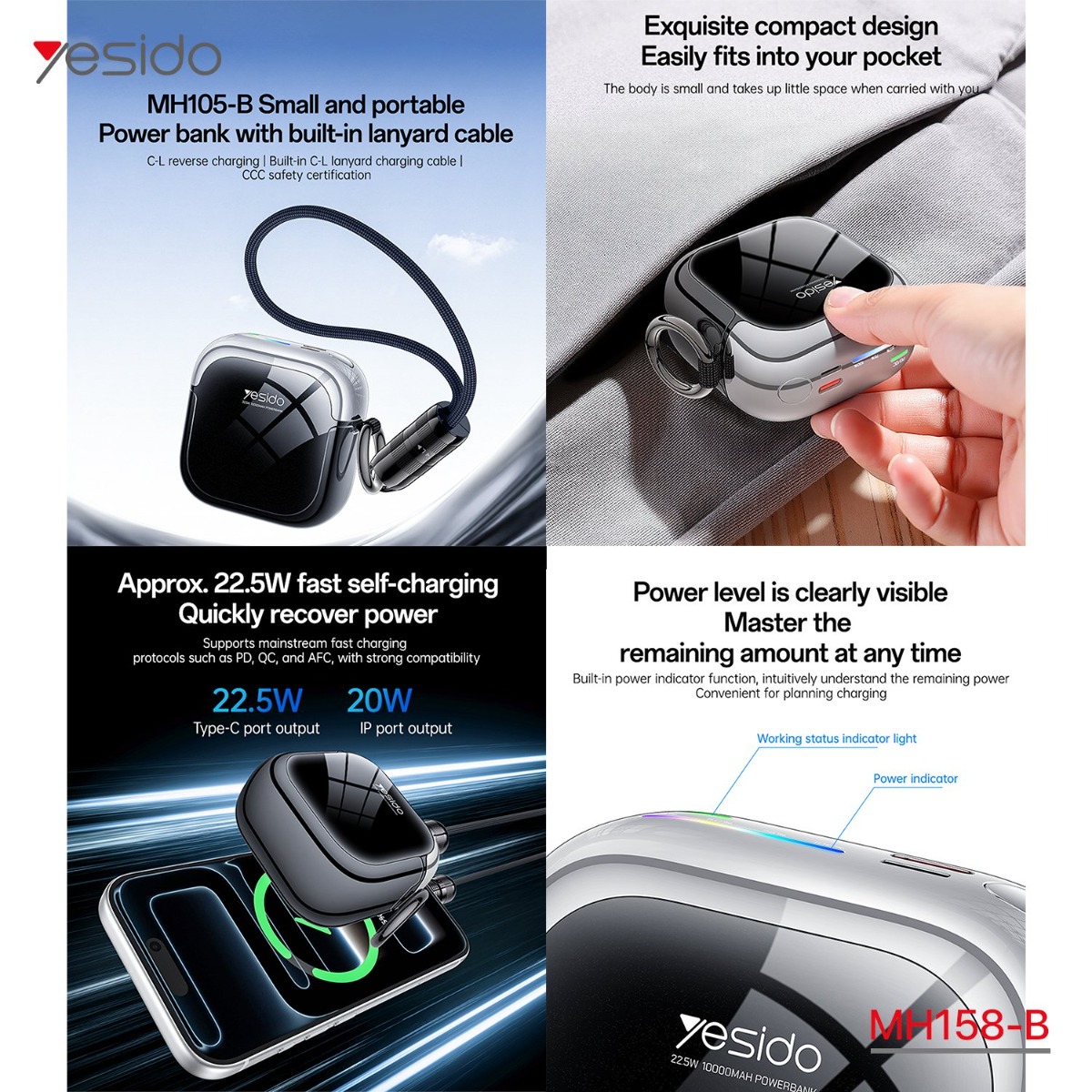 بوربانك YESIDO MH158-B 10000mAh