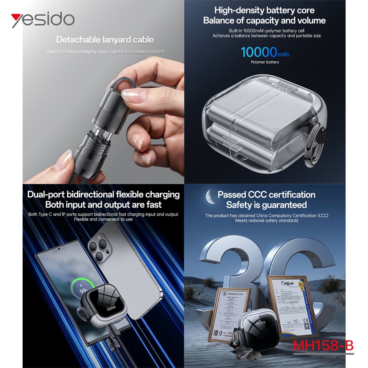 بوربانك YESIDO MH158-B 10000mAh