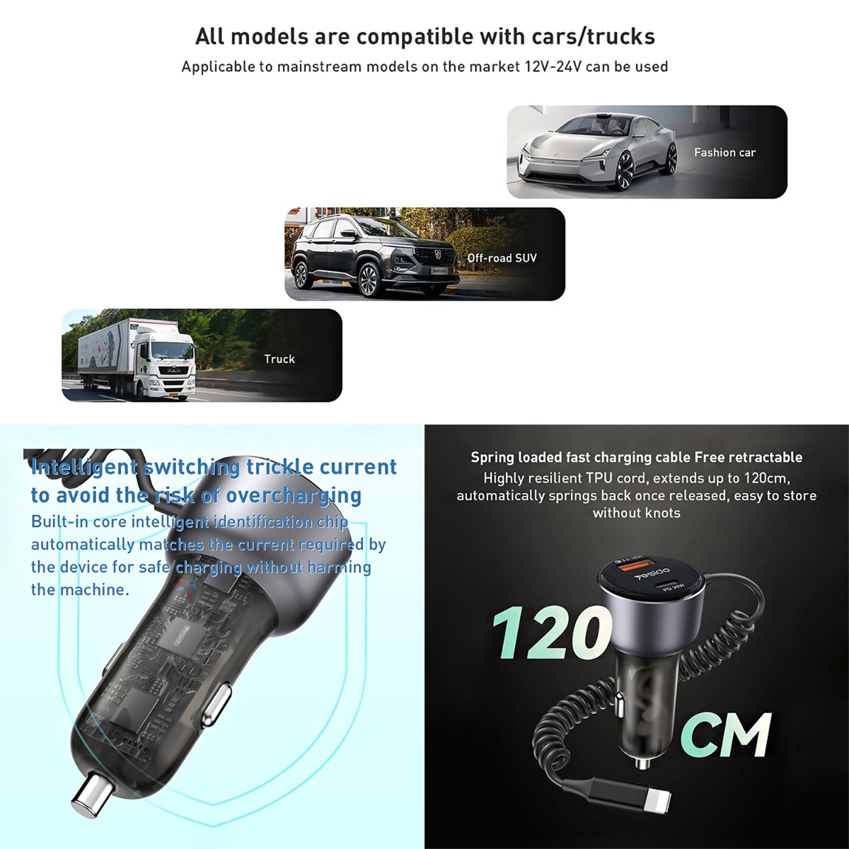 YESIDO Y57 50W PD Spring Car Charger