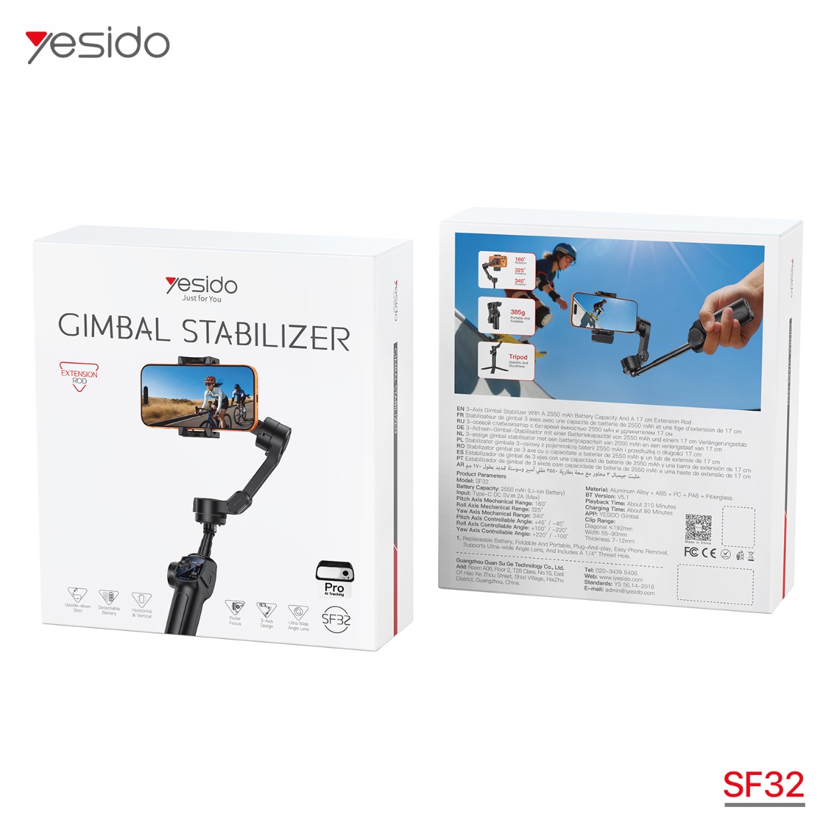 عصا سيلفي YESIDO SF32 Pro Gimbal Stabilizer