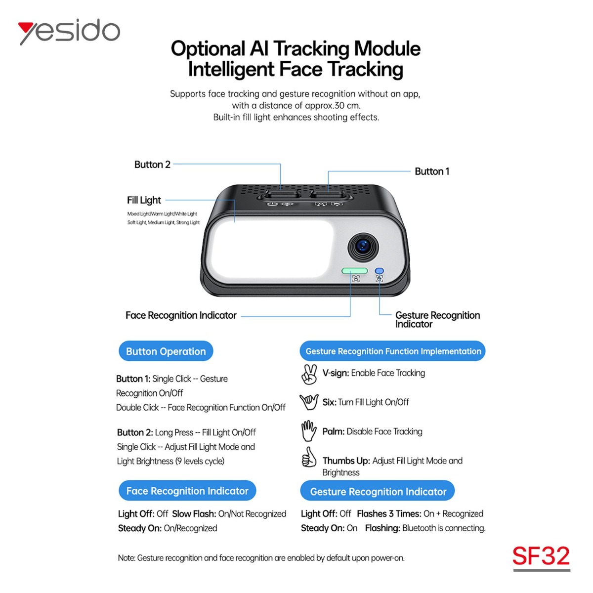 عصا سيلفي YESIDO SF32 Pro Gimbal Stabilizer