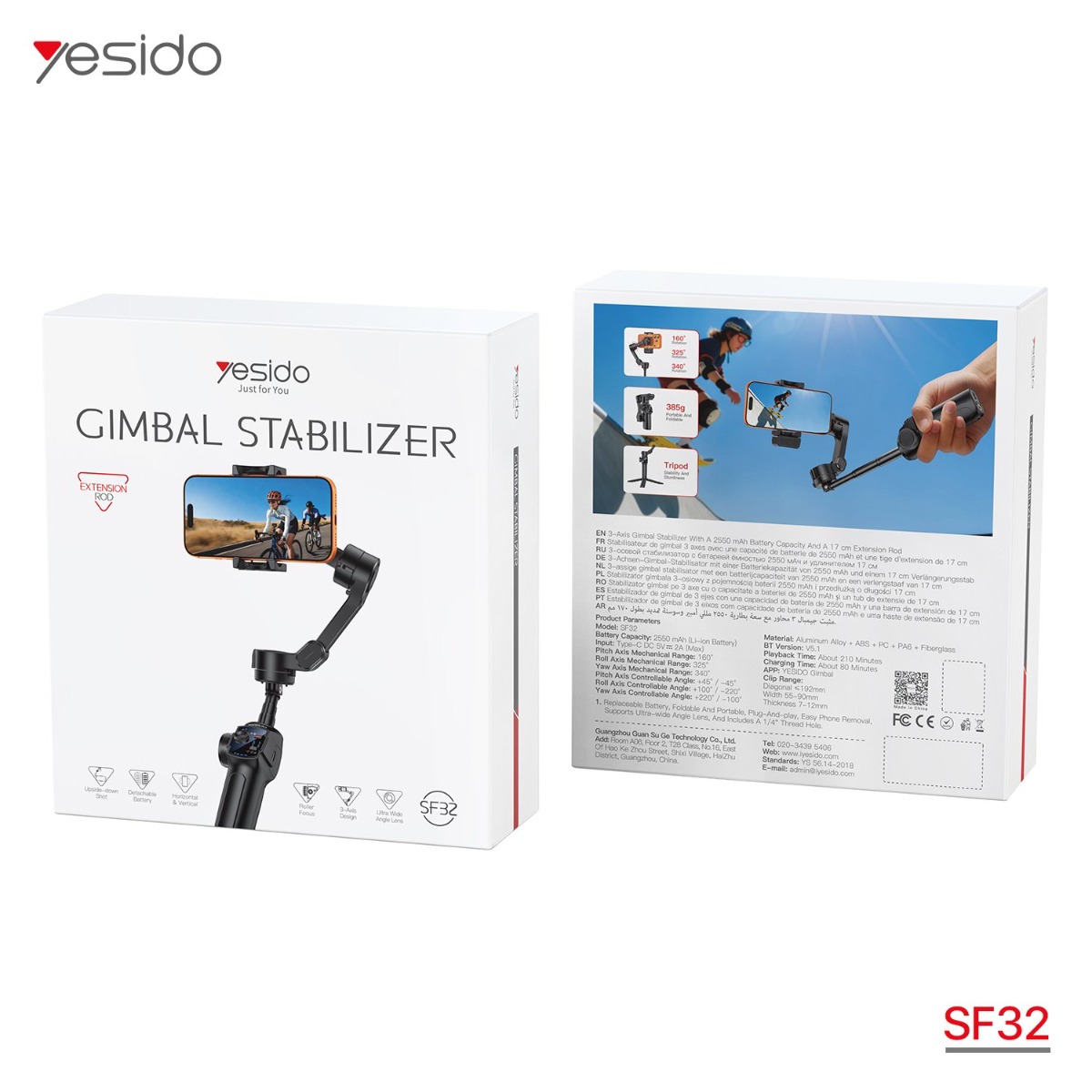 عصا سيلفي YESIDO SF32 Pro Gimbal Stabilizer