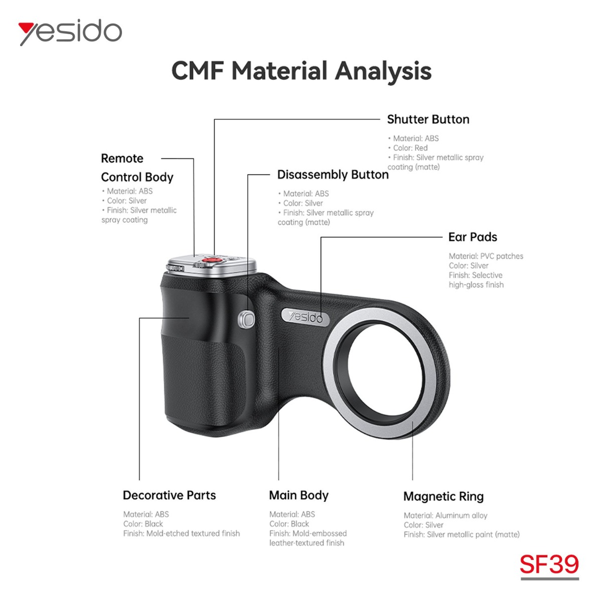YESIDO SF39 Bluetooth Mobile Camera Grip