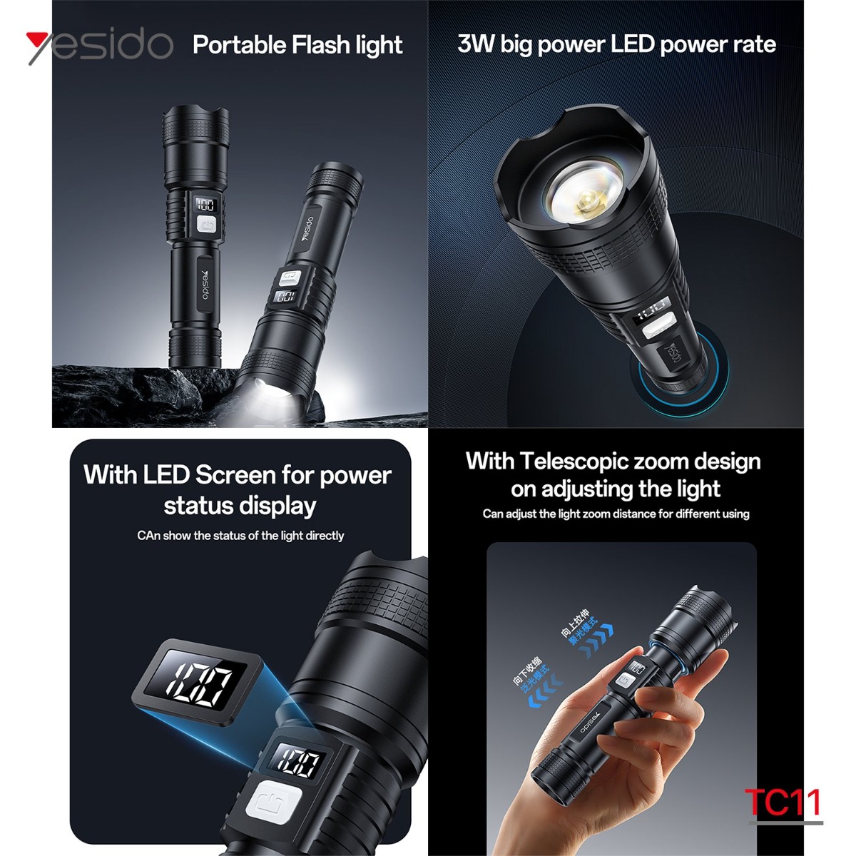 مصباح YESIDO TC11 LED يدوي