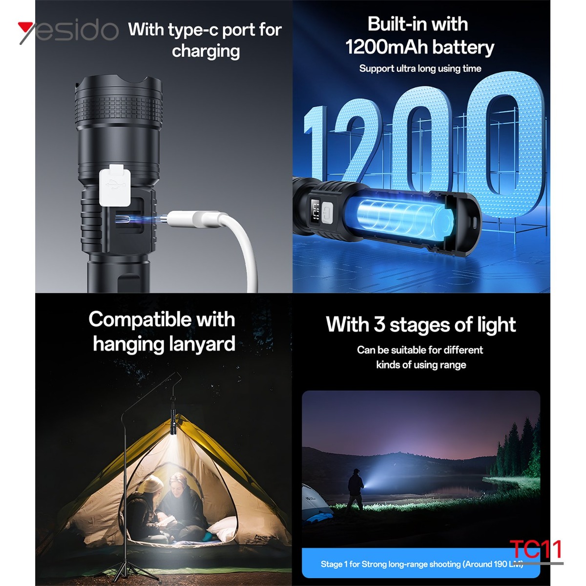 YESIDO TC11 LED Flashlight