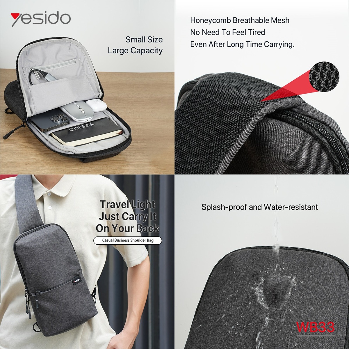 حقيبة ظهر YESIDO WB33 Crossbody للآيباد والتابلت