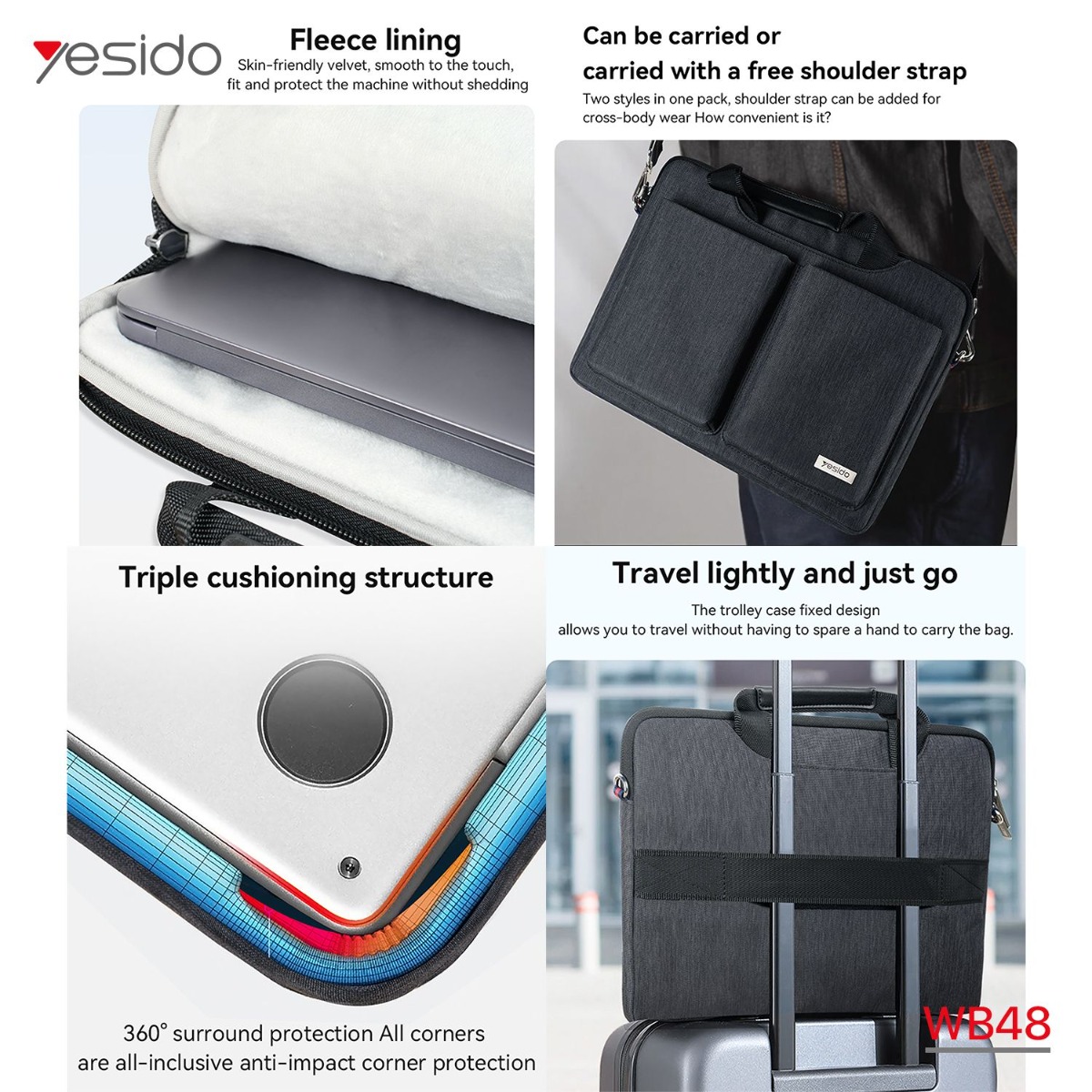 YESIDO WB48 Laptop Shoulder Bag