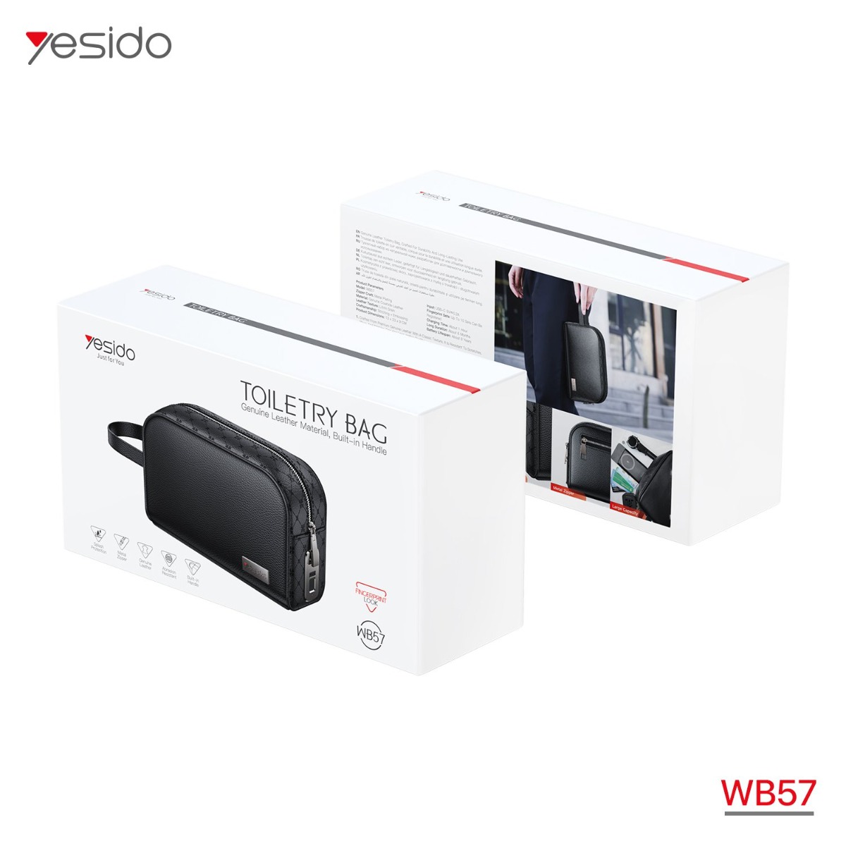 حقيبة يد YESIDO WB57 جلدية بقفل بصمة إصبع