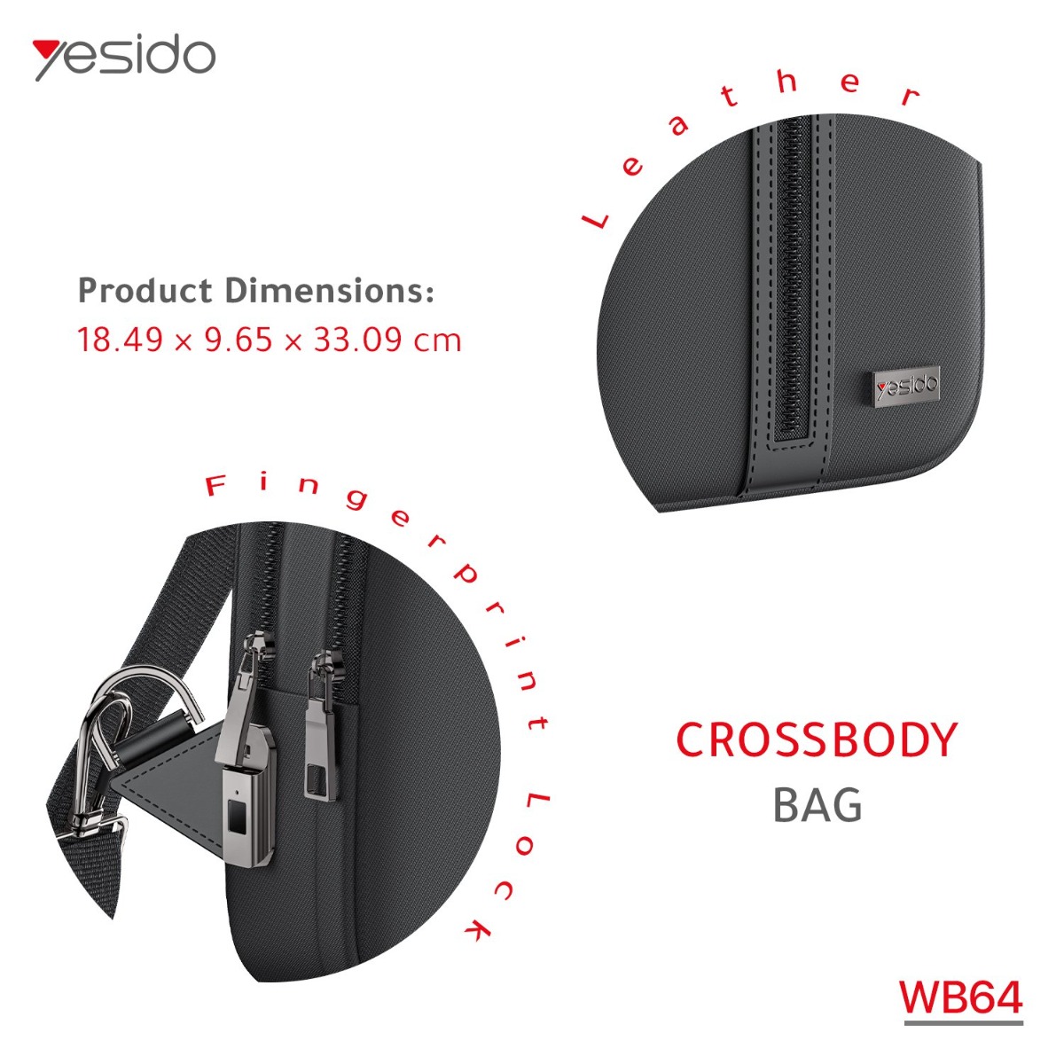 YESIDO WB64 iPad & Tablet Crossbody BackBag