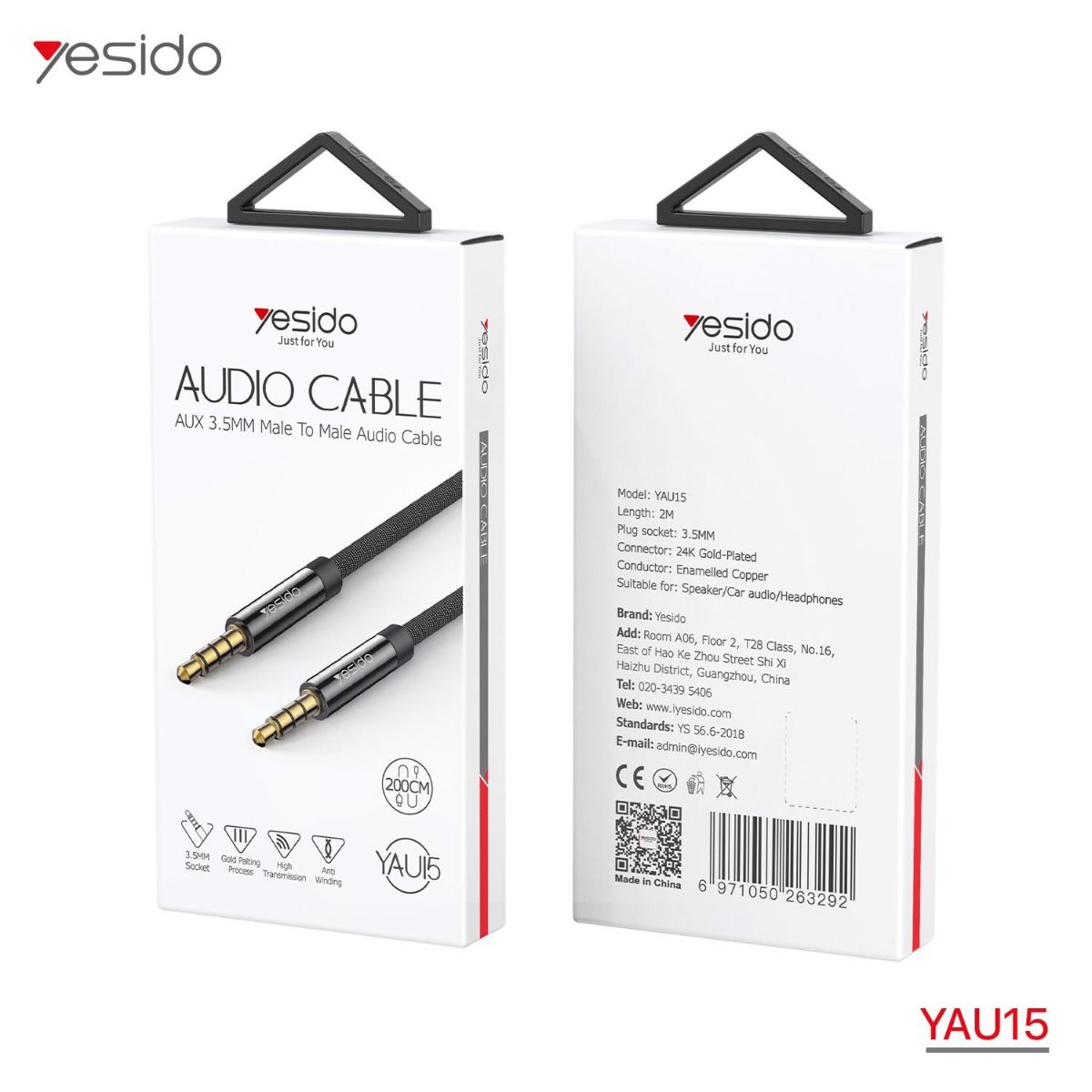 YESIDO YAU15 2M AUX Audio Cable