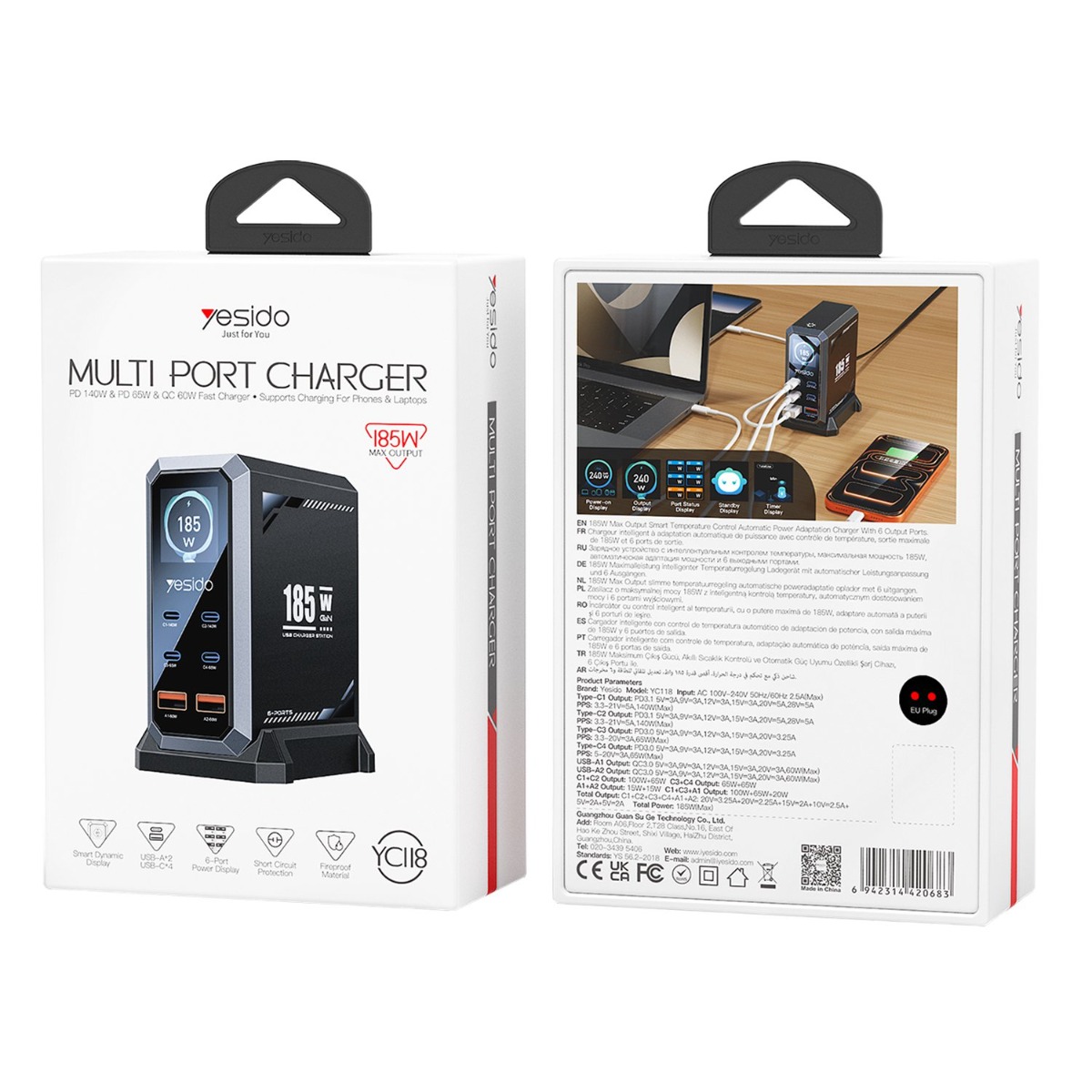 YESIDO YC118 185W 6in1 Charger