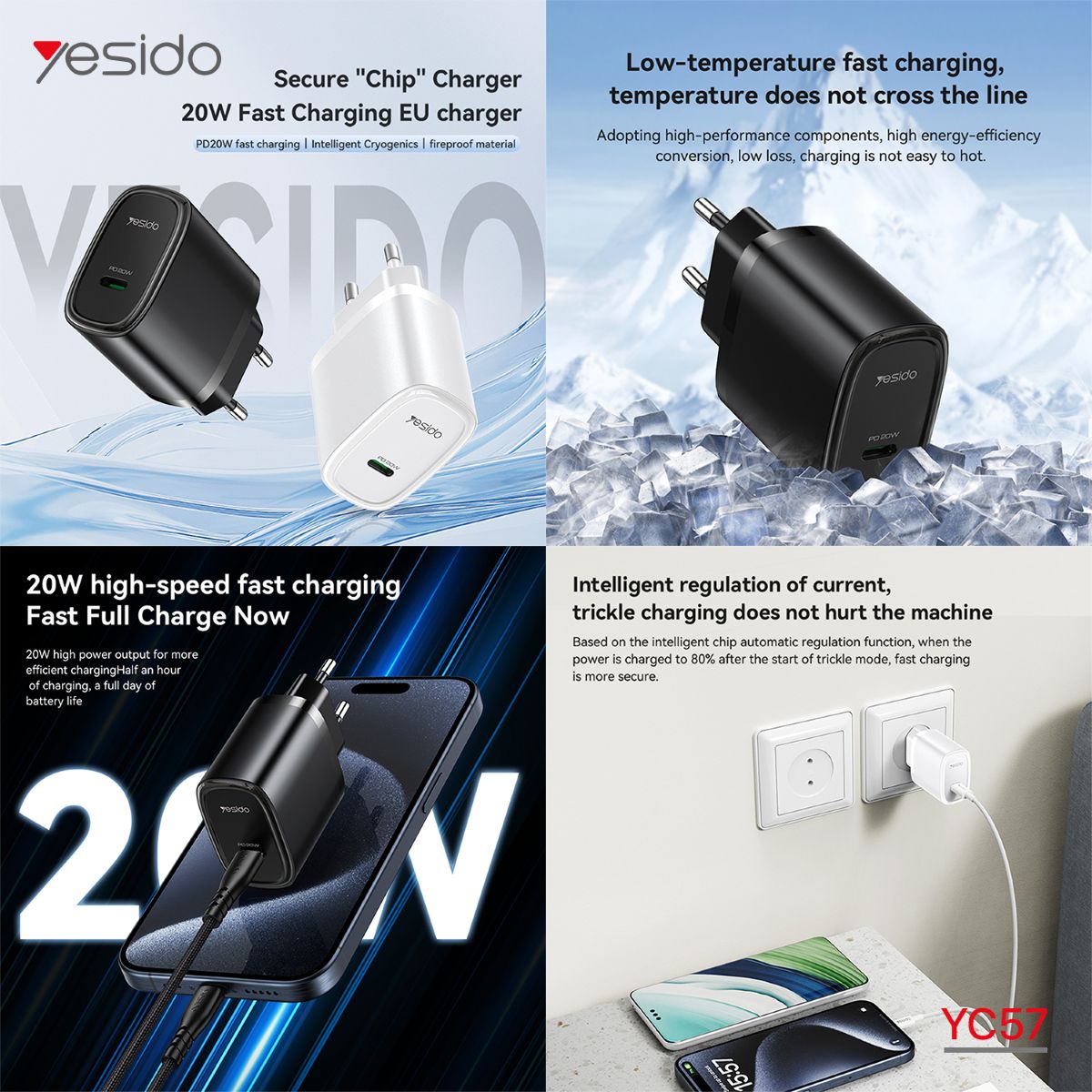 شاحن YESIDO YC57 20W PD