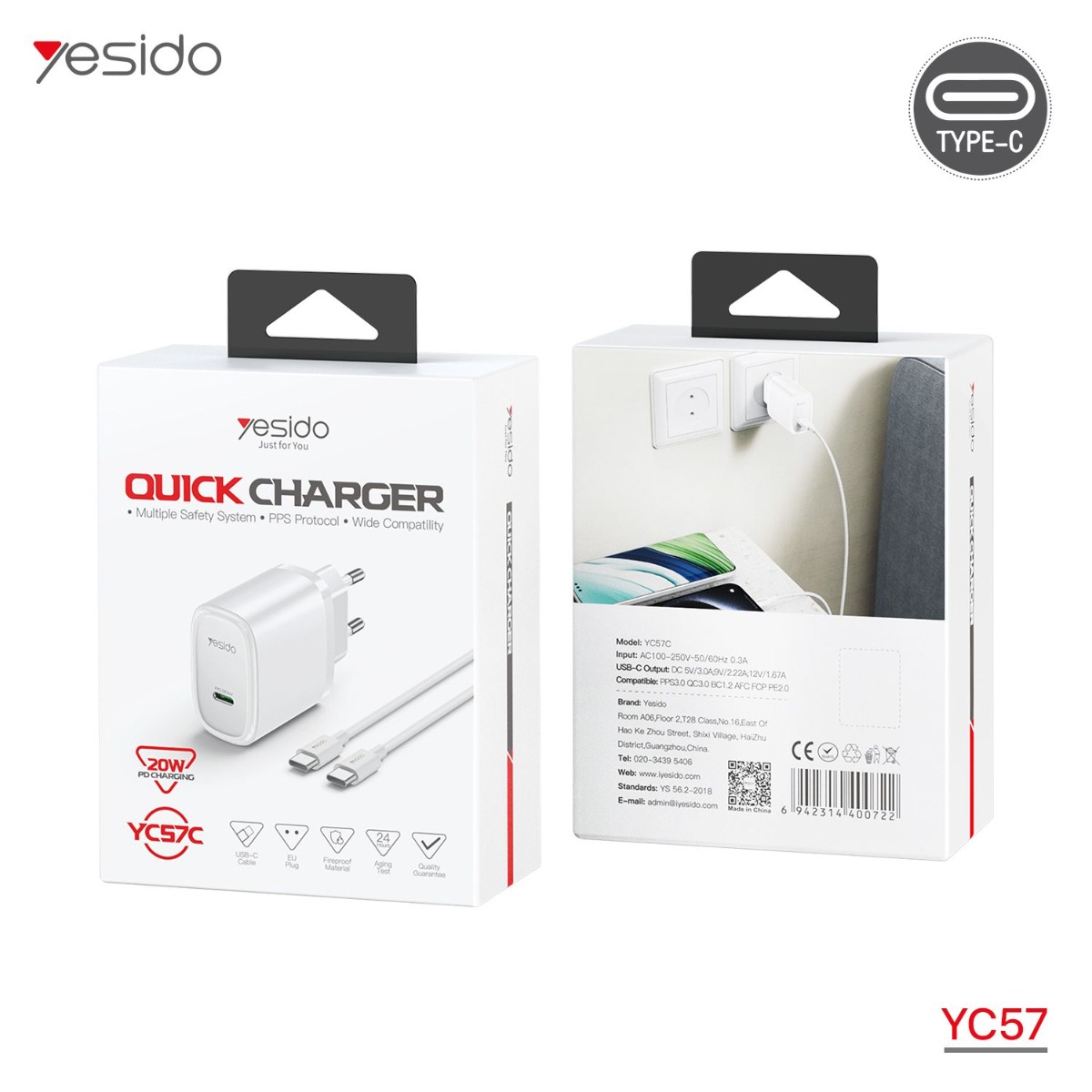 YESIDO YC57 20W PD Charger