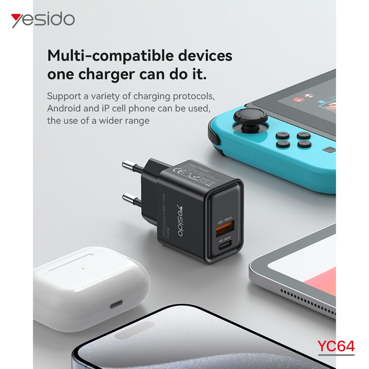 YESIDO YC64 30W PD Charger