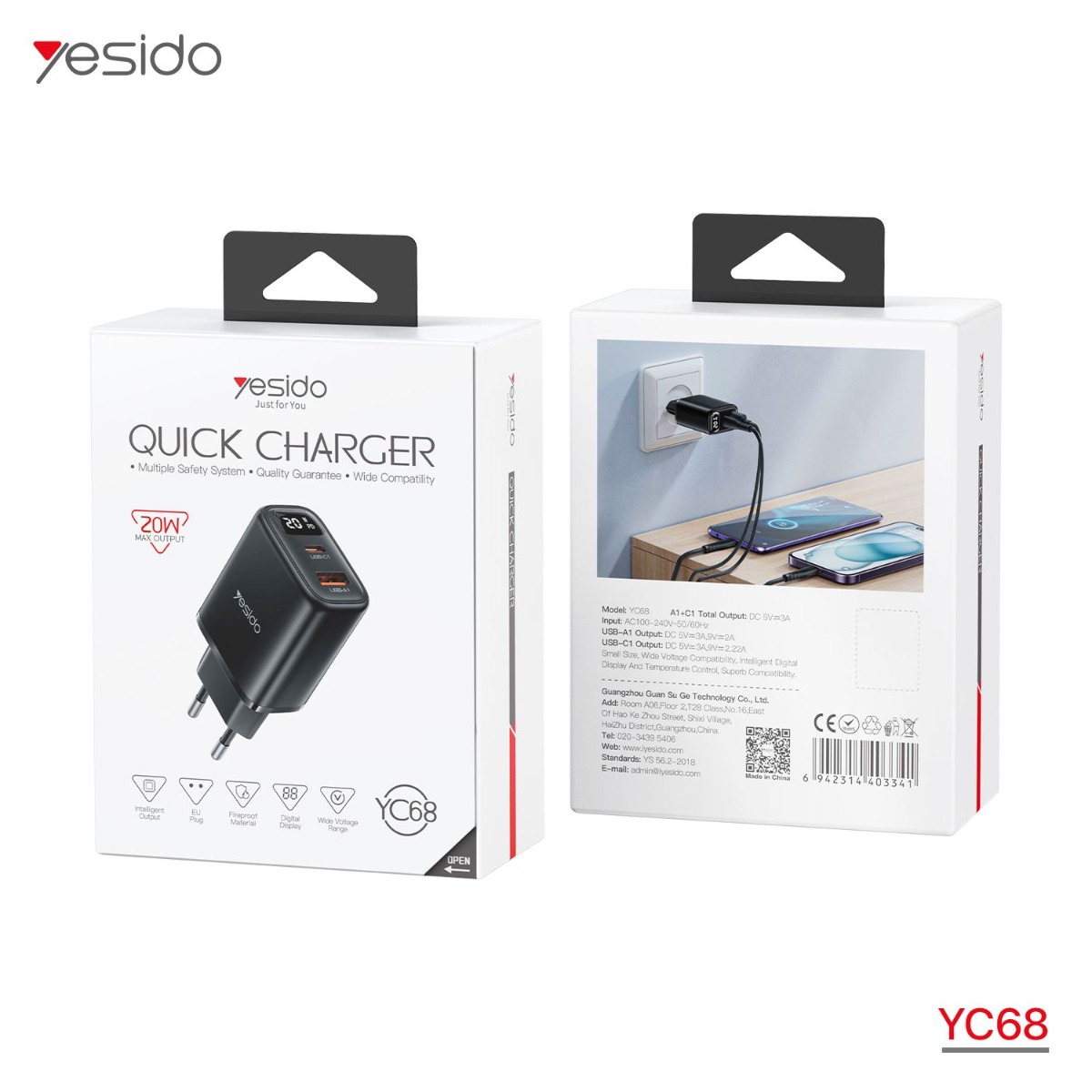 YESIDO YC68 20W PD Charger