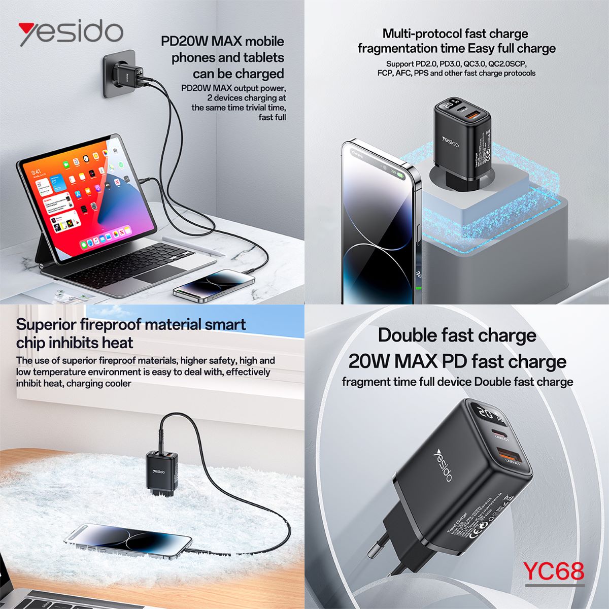 YESIDO YC68 20W PD Charger