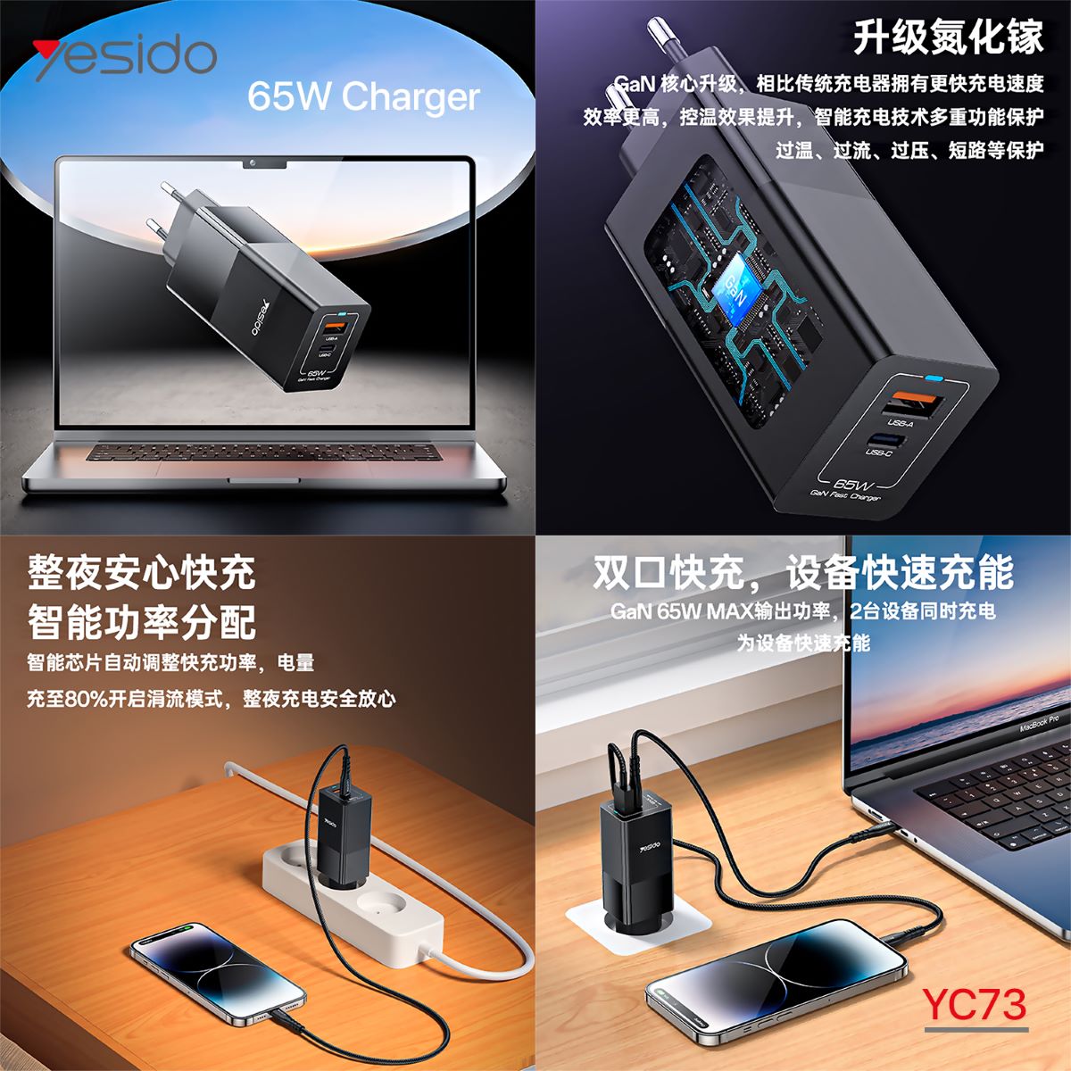 YESIDO YC73 65W PD Charger